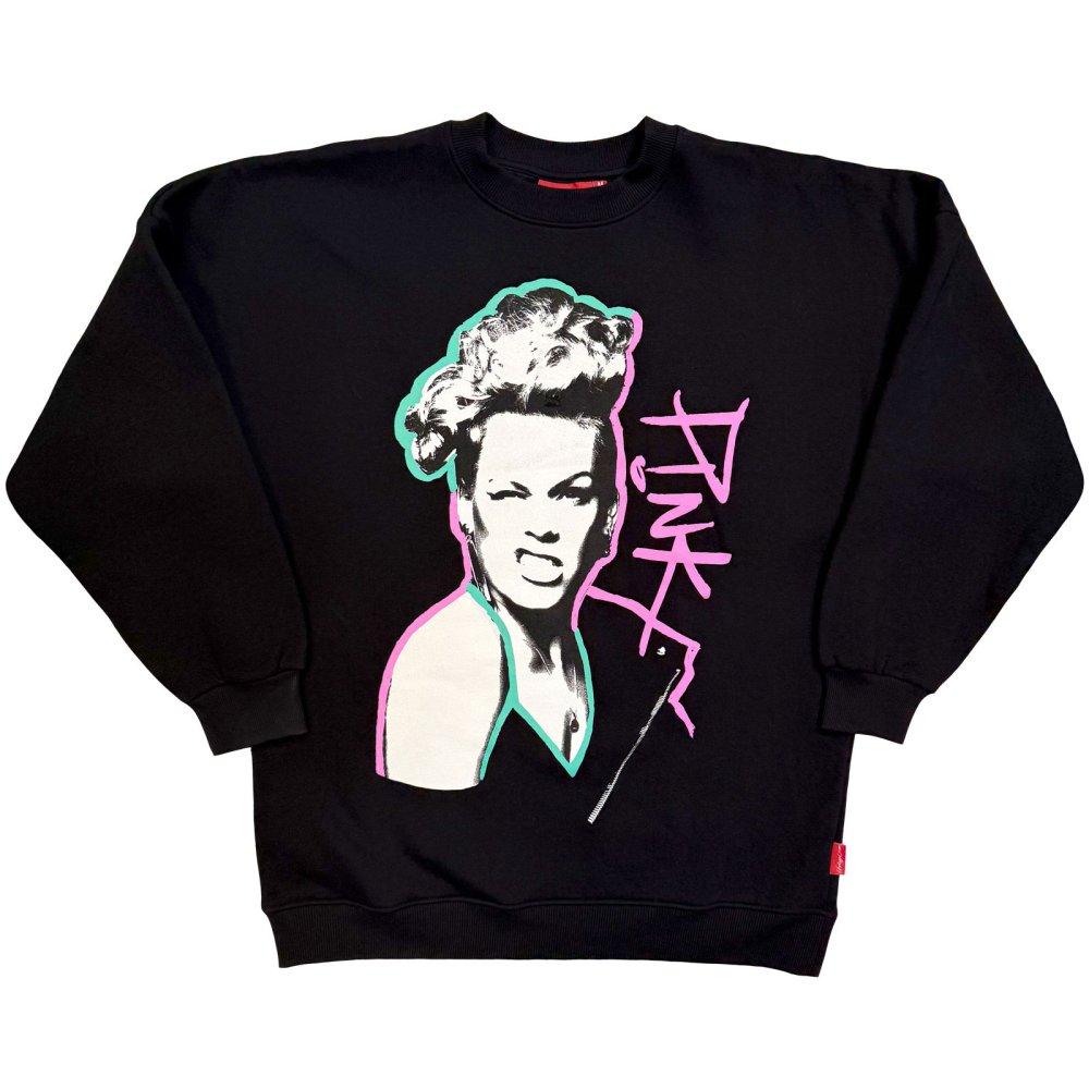 Pink - Paint Pen Sweater - Black